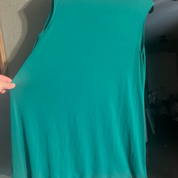 Lane Bryant Top Womens 14/16 Green Sleeveless V Neck Tank Blouse Beaded Stretch - Picture 6 of 12